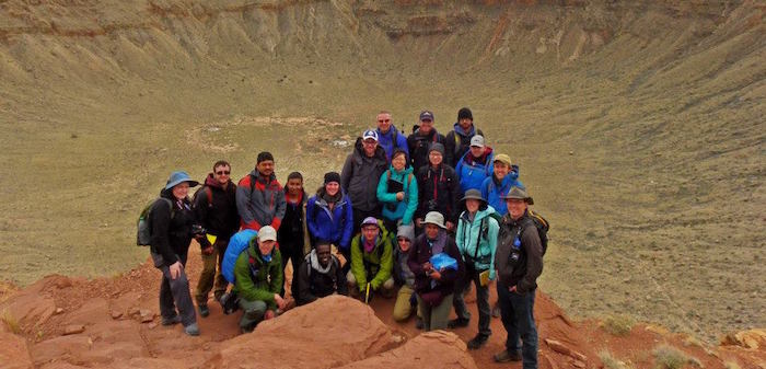 planetary surface processes field school inside a Meteor Crater, Arizona